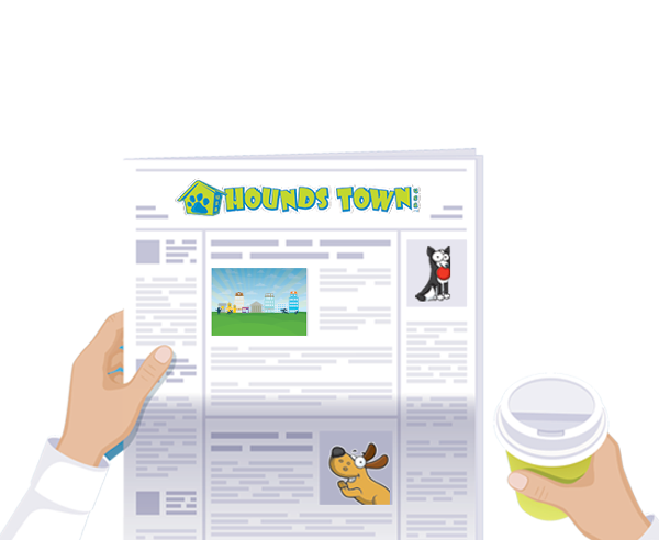 np_reg_600 hands holding a hounds town newspaper and a coffee cup